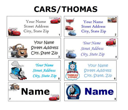 *CUTE  Cars, lightning mcqueen &amp; Thomas the Train Address Labels &amp; Name Stickers