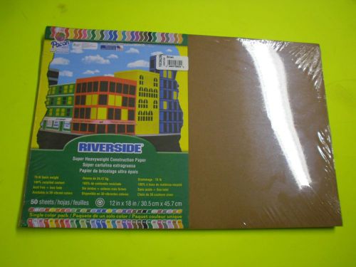 New 50 sheets riverside super heavyweight construction paper 12 x 1&#034; brown 10362 for sale