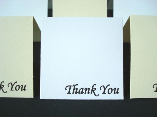 12 Mini Thank You Cards 2x2 White or Ivory/Cream Enclosure Packing Supply Card