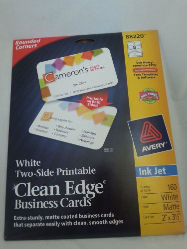 Avery 88220 Clean Edge Business Cards,Inkjet,2-Side,160/PK,WE Matte