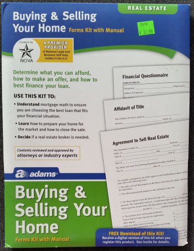 BUYING AND SELLING YOUR HOME Adams Business Forms Kit with Manual