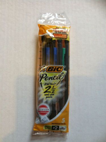 NEW BIC Pencil 2 1/2 Wood Case Mechanical Pencils 5 Count