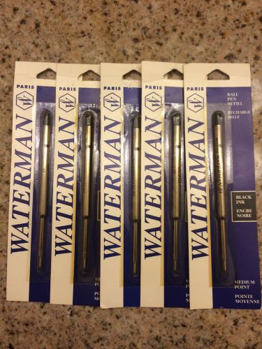 5 Waterman Medium Ballpoint Refill For Waterman Ballpoint Pens Black 83425