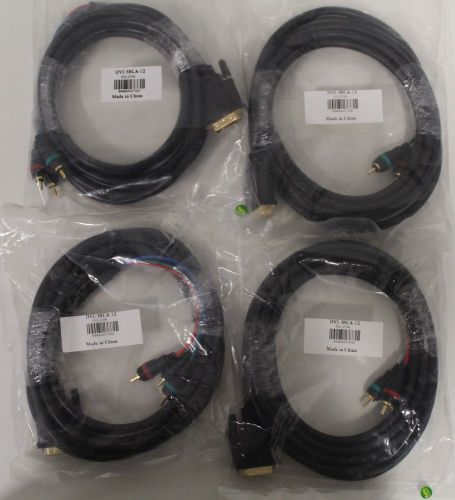 Lot of (4) Polycom DVI-3RCA-12 DVI-I to 3 RCA Component RBG Cable +Free Shipping