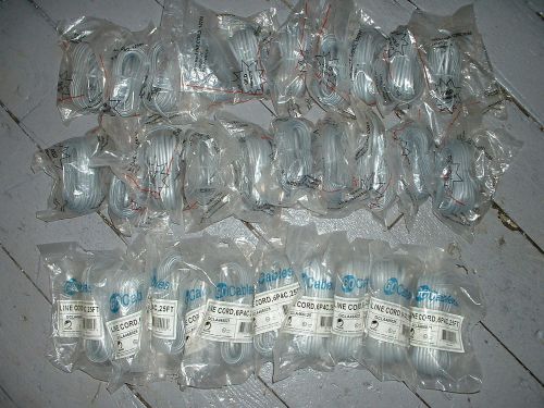 telephone line cord 25 ft 6P4C (30) lot individually bagged silver satin