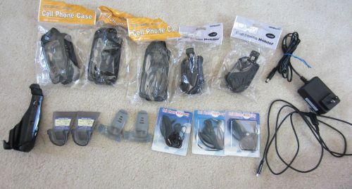 LOT Cell phone accessories cases, holster, ear buds, shoulder rest, ac adapter
