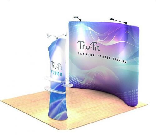 10&#039; curved fabric tension pop up display trade show booth stand &amp;graphics print for sale