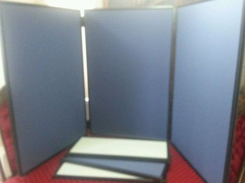 Portable 3 panel folding table-top display blue / grey with extenders and bag!