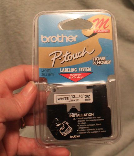 Brother P Touch M Tape 12mm 1/2&#034; White M-K231 NIP