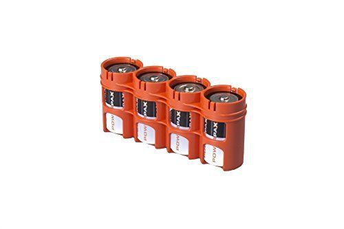 New storacell by powerpax slimline d 4-pack battery caddy  orange for sale