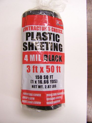 5 Rolls 3&#039; x 50&#039; 4 Mil Black Plastic Sheeting Poly-America Contractors Choice
