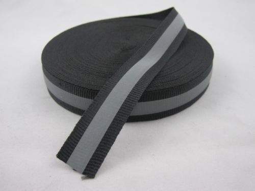 SILVER Black REFLECTIVE TAPE sew on material 6 yardX1&#034; 6M 20 Foot #B27y