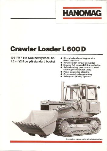 Equipment brochure - hanomag - l600d - crawler loader - 1982 (e1605) for sale