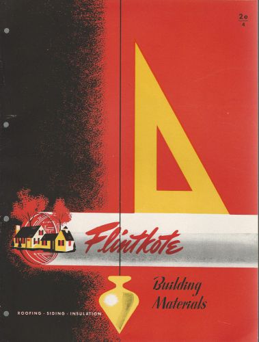 Vintage flintkote building material  booklet  roofing siding insulation ca 1940s for sale