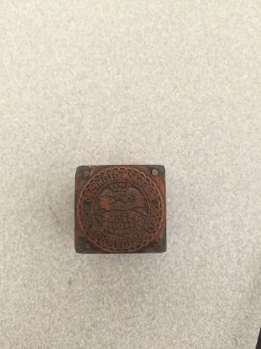 Chicago Federation of Labor : Copper on Wood Cut Printing Block: 7/8&#034; x 7/8&#034;