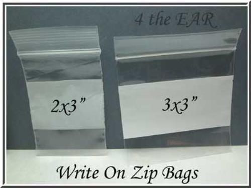 Zip Lock Bags 2x3&#034; / 3x3&#034; Write-On 100 each SIZE