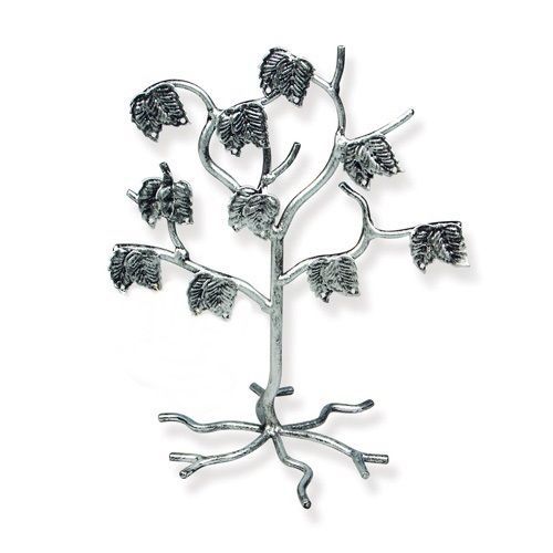 Leafy Tree Earring Display / Organizer - 8&#034; - Antique Silver - Holds 10 prs