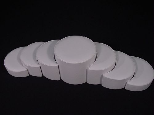 26&#034;l x 4&#034;h 7pc set white leatherette jewelry display riser ring earring  st2004w for sale