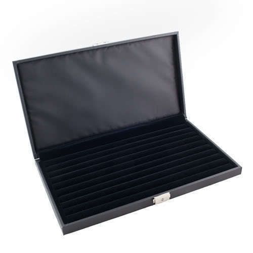 Quality jewelry ring case display case storage box with 9 ring rows lock and key for sale