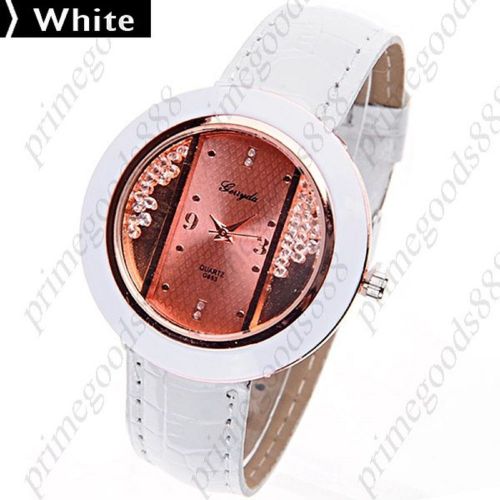 Lovely quartz watch wrist watch with pu leather band free shipping white for sale