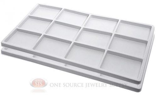 2 White Insert Tray Liners 12 Compartment Each Drawer Organize Jewelry Displays