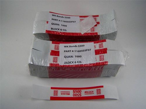 $500 Red Currency Straps (x2000) Pressure Sensitive Adhesive Money Bands fives