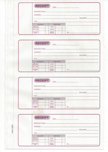 NEW 160 Blank Receipts 40 Pages of 4 With 3 Copies Each For Sales Rent Buying
