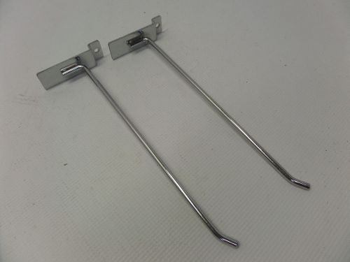 (2) 10&#034; Slatwall Panel Display Metal Hook Peg Hanger Chrome