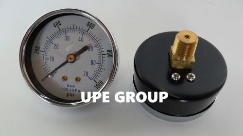 New air pressure gauge wog water oil gas  2.5&#034; face 0-1000 back mnt 1/4&#034; npt for sale