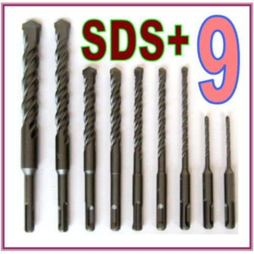 9 pc Set SDS Plus Masonry Concrete Hammer Drill Bit
