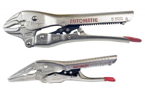 CH Hanson 80300 2 pc. Automatic Locking Pliers - 10&#034; Curved, 7&#034; Needle