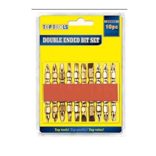 10pc double ended gold power screwdriver bit set &amp; holder drill bits for sale