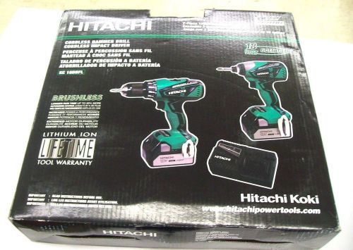 Hitachi kc18dbfl 18v li-ion hammer drill/impact driver combo kit for sale