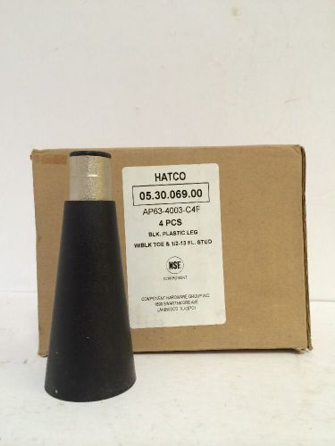 Hatco 4pcs Black Plastic Legs W/black Toe &amp; 1/2-13 Fl. Stud 05.30.069.00