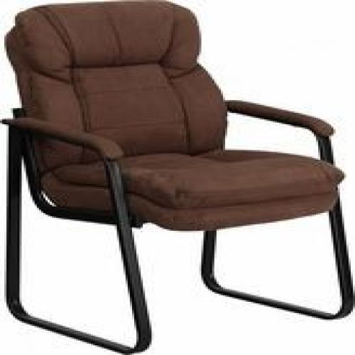 Flash furniture go-1156-bn-gg brown microfiber executive side chair with sled ba for sale