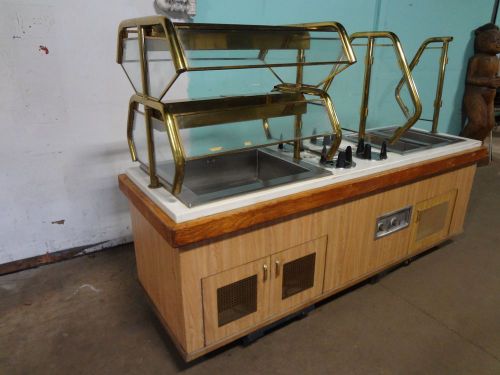 Commercial h.d.buffet table w/2 hot wells, cold compartment, sneeze guard, light for sale