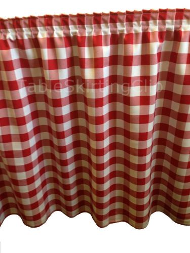 21&#039; RED AND WHITE CHECKERED TABLE SKIRT - CHECKER PATTERN TABLE SKIRTING SKIRTS