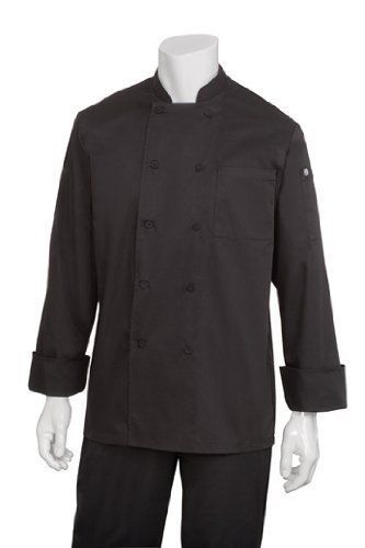 Chef Works JLLS-BLK-M Calgary Cool Vent Basic Chef Coat
