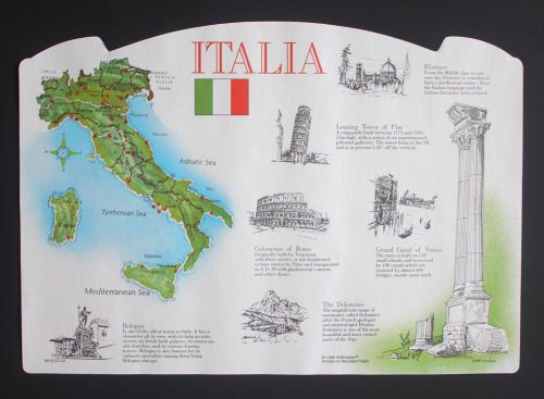 PAPER PLACEMATS 100 PACK ITALY DESIGN FREE SHIPPING