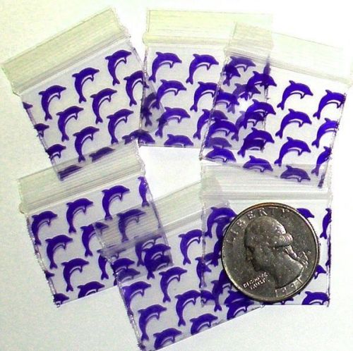 200 Blue Dolphin Baggies 1.25 x 1&#034; Mini Ziplock Bags 12510