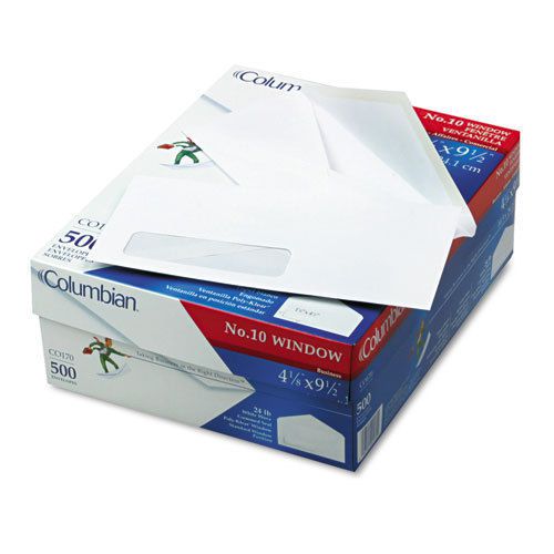 Columbian Poly-Klear Single Window Envelopes, #10, White, 500/Box (QUACO170)