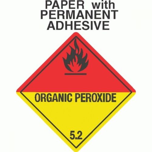 Organic Peroxide Class 5.2 Paper Labels D.O.T. 4X4 (ROLL OF 500)