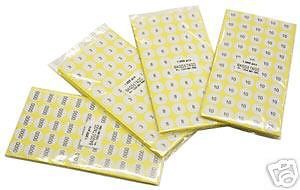 Adhesive Size Labels- Supplied on sheets, 500pcs, Mixed Sizes, code ADHMX