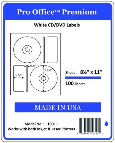 PO11  CD/DVD Labels Matte Memorex Core Compatible Full Face Laser InkJet