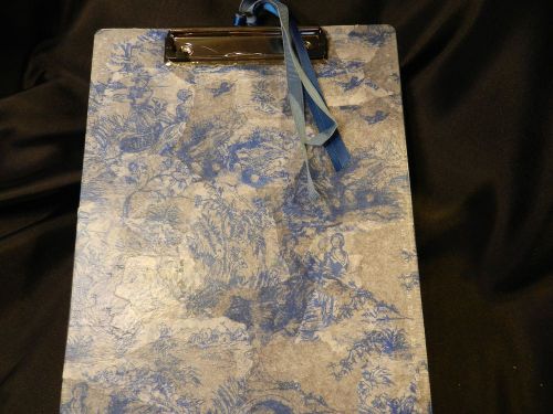 Blue Toile Clipboard-Custom Letter Size  -Toile Themed Decoupage Clipboad