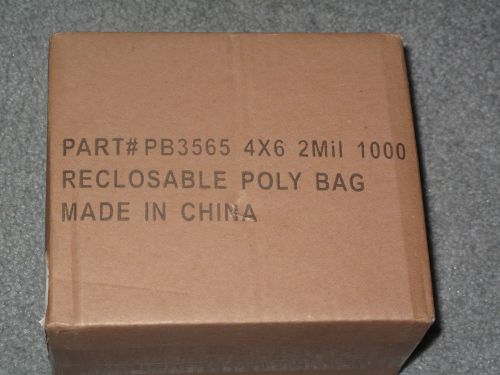 1000 4x6 Clear 2 MlL Reclosable Poly Bags - NEW in sealed box