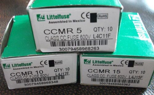 New in box - littlefuse ccmr 5 / ccmr10 / ccmr 15 amp fuses - 3 pkg&#039;s of 10 each for sale