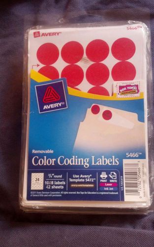 Avery Round Color Coding Label - 0.75&#034; D - 1008 /Circle - Red - AVE05466 used