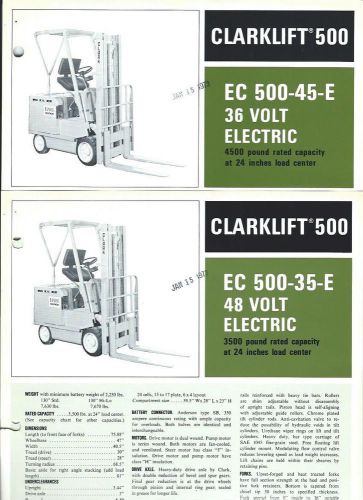 Fork Lift Truck Brochure - Clark - EC500 35 et al Electrics c1973 6 item (LT161)