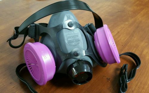 Lot: one north half mask respirators 5500 med. &amp; 2 pairs of cartridges 7580-p100 for sale